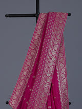 Rani pink dola silk saree with festive zari butti