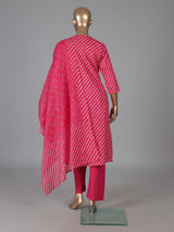 Rani pink silk festive yoke style kurti set