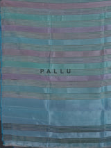 Sky blue striped organza saree for festive sangeet grace