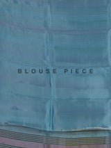 Sky blue striped organza saree for festive sangeet grace