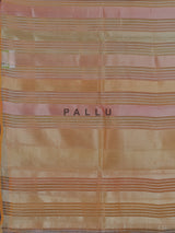 Peach striped organza saree for elegant sangeet evenings