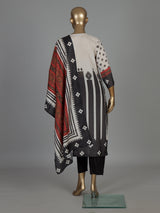 White and black aabla work silk kurti set with dupatta