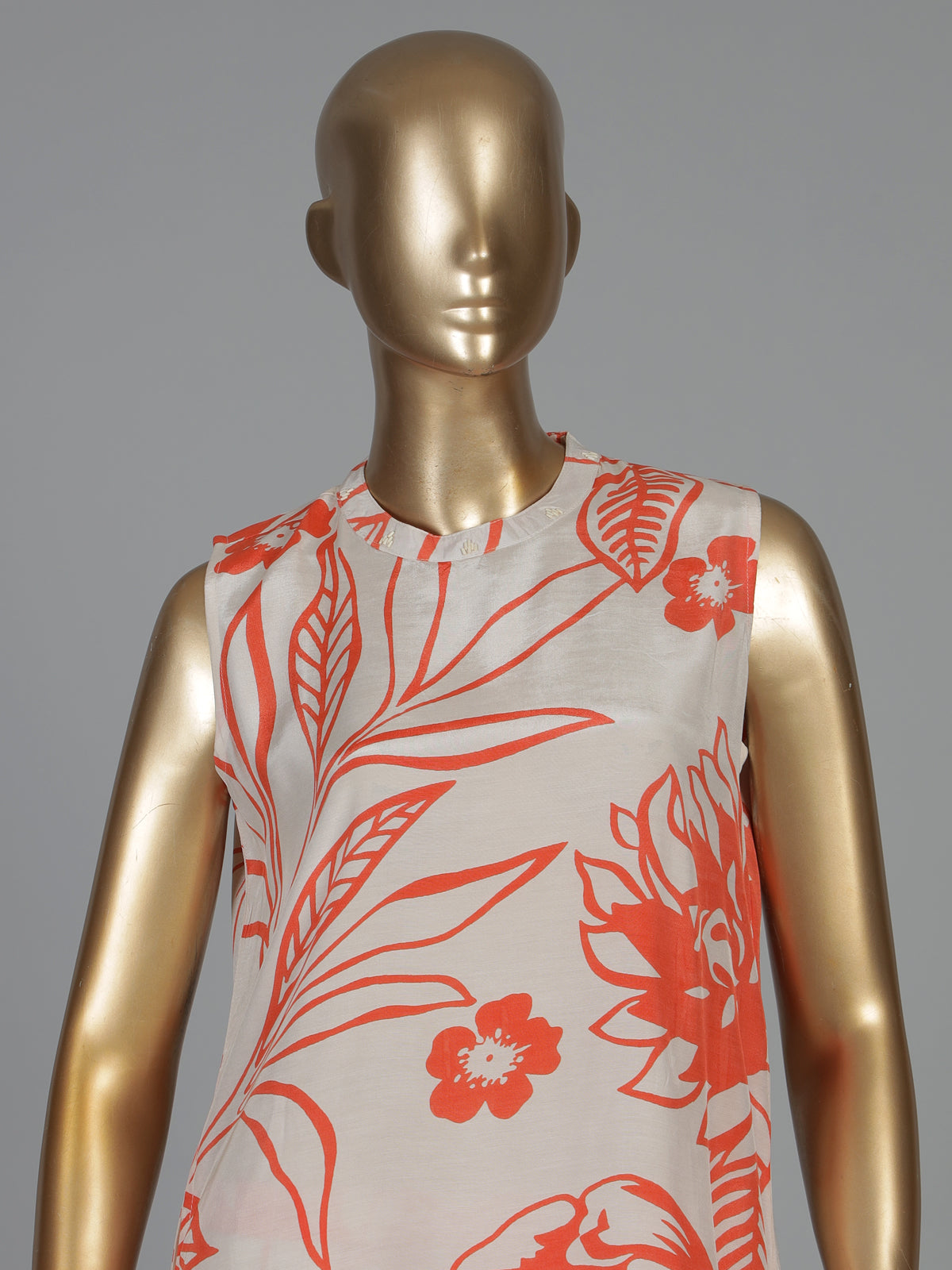 Off white and orange floral silk kurti palazzo festive ensemble