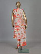 Off white and orange floral silk kurti palazzo festive ensemble