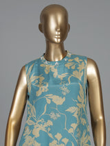 Sky blue floral silk kurti palazzo set with modern style