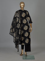 Black printed cotton silk kurti set with dupatta charm