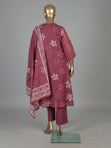 Onion pink cotton floral kurti set with dupatta charm