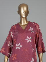 Onion pink cotton floral kurti set with dupatta charm