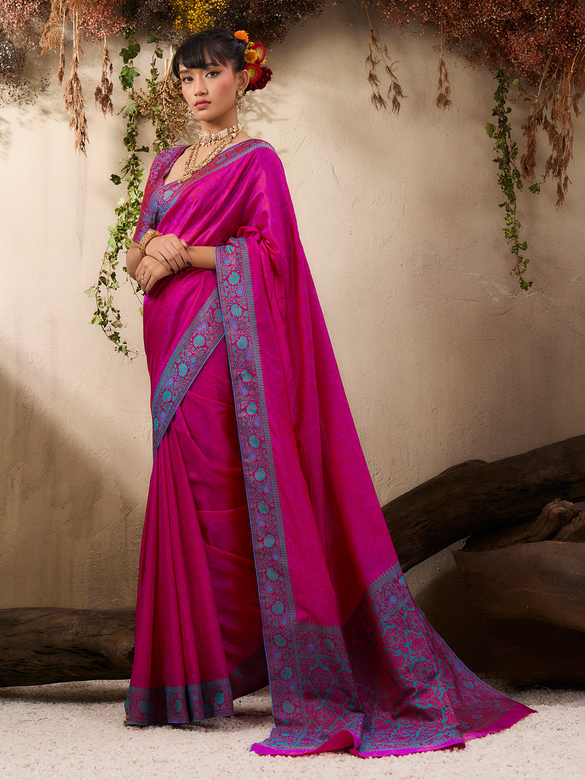 Elegant pink kanjivaram silk festive saree collection
