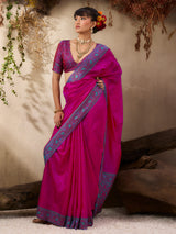 Elegant pink kanjivaram silk festive saree collection