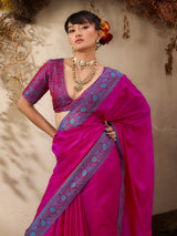 Elegant pink kanjivaram silk festive saree collection