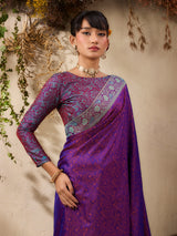 Royal purple kanjivaram silk ethnic festive saree