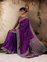 Royal purple kanjivaram silk ethnic festive saree
