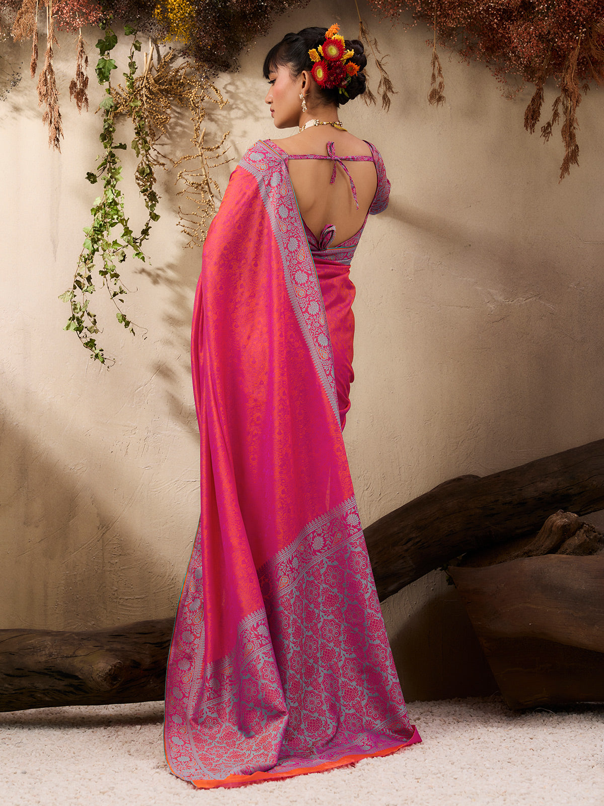 Traditional red kanjivaram silk festive ethnic saree