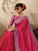Traditional red kanjivaram silk festive ethnic saree