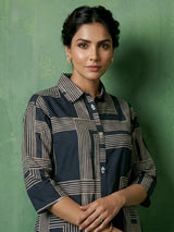 Black printed cotton kurti set for casual