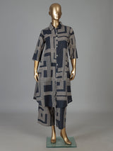 Black printed cotton kurti set for casual
