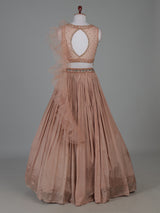 Onion pink party wear lehenga choli with ruffle dupatta