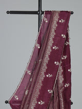Wine dola silk elegant festive designer saree