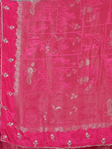Rani pink dola silk festive floral saree
