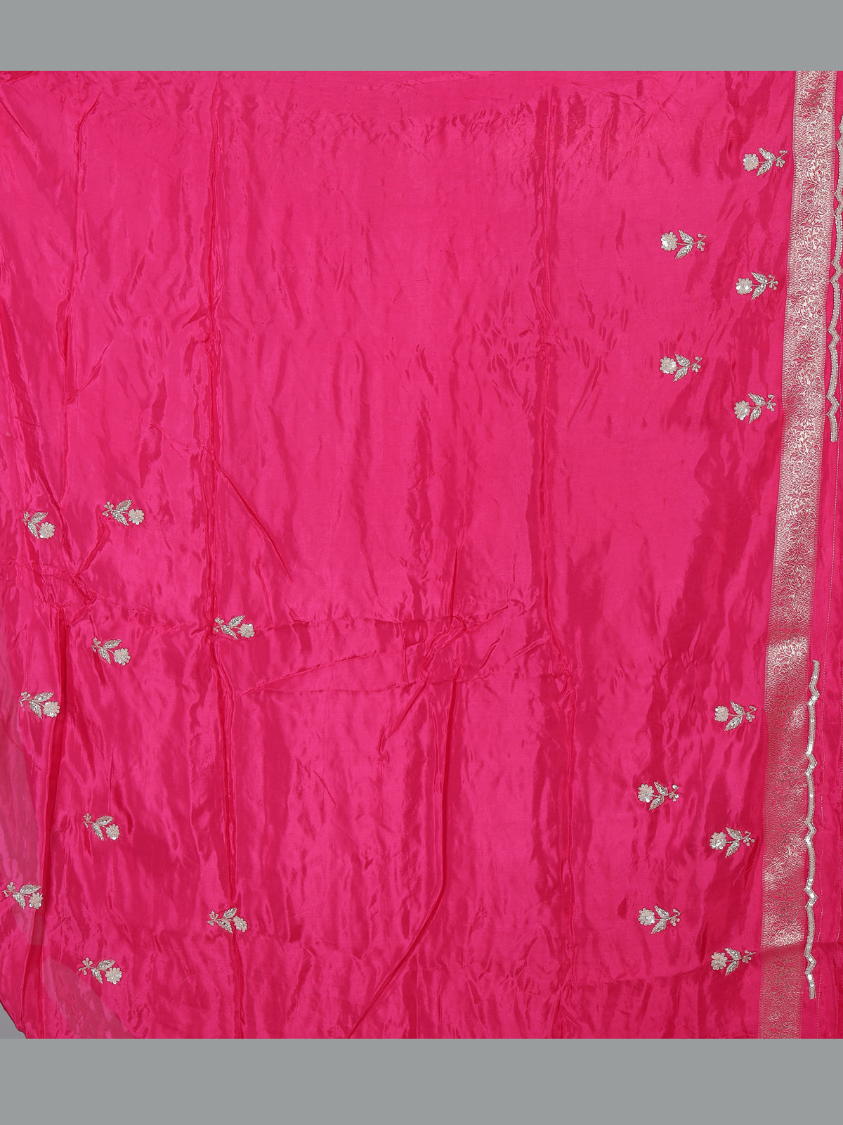 Rani pink dola silk festive floral saree