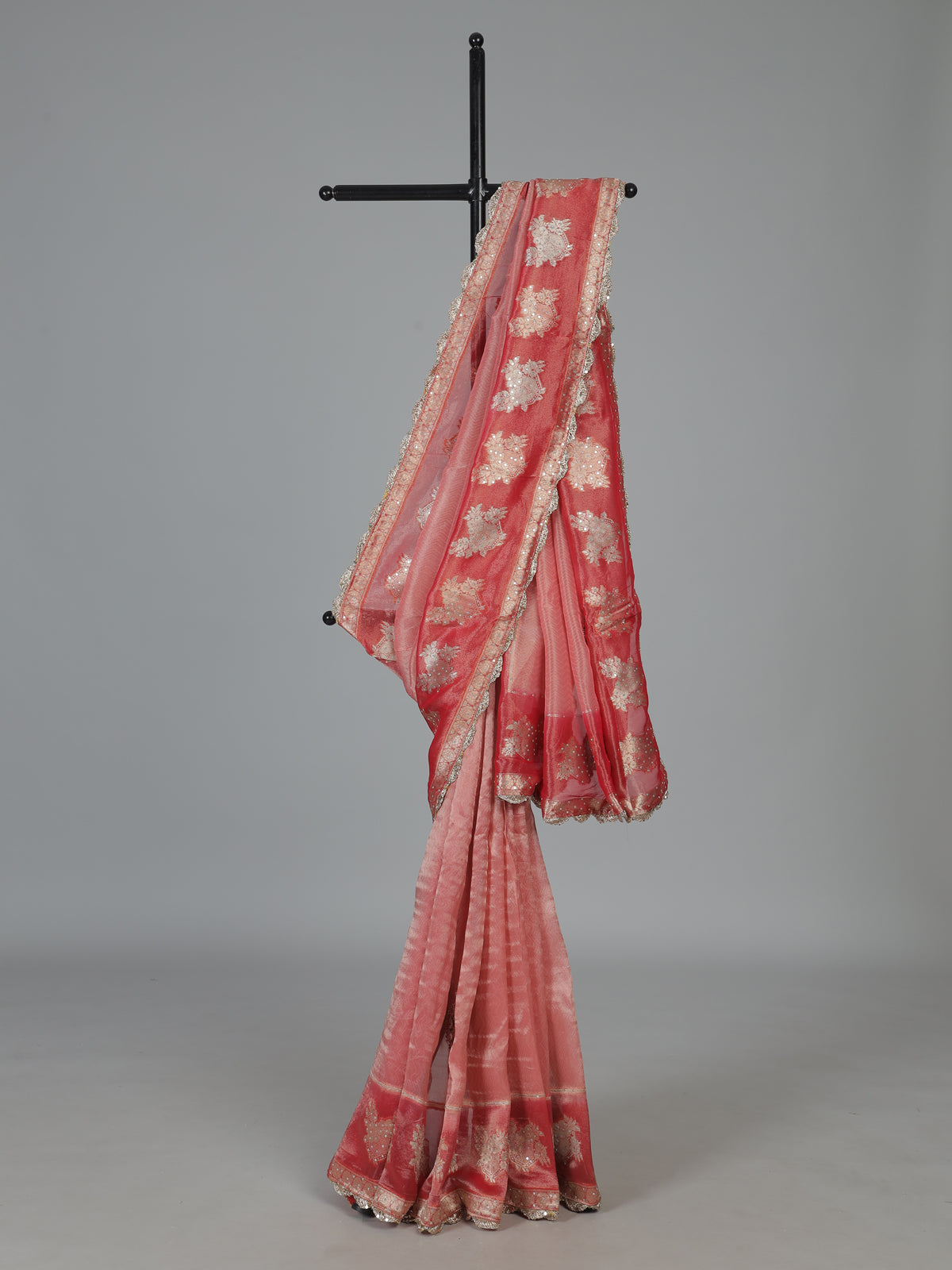 Red dola silk zardosi designer wedding saree