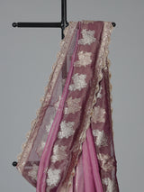 Wine dola silk embroidered festive party saree