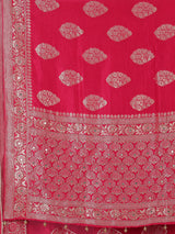 Crimson red floral arch festive dola silk saree