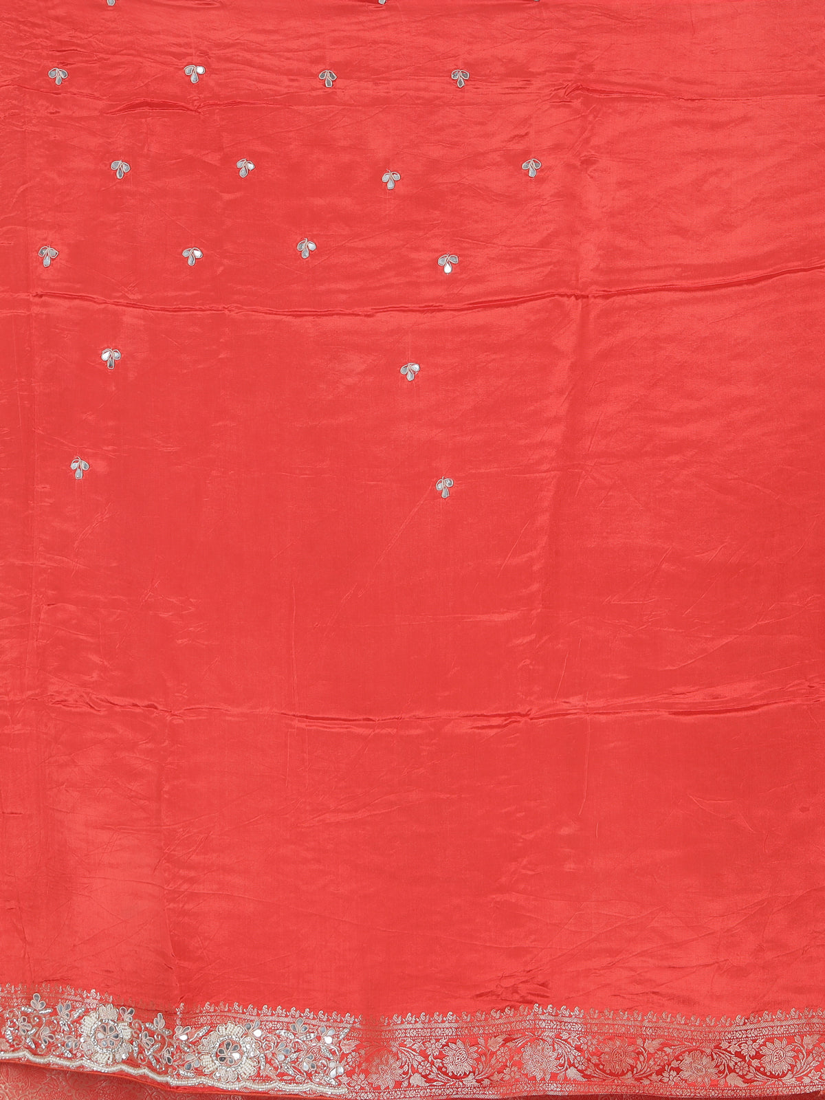 Royal orange dola silk leheriya zari wedding saree