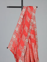 Royal orange dola silk leheriya zari wedding saree