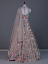 Beige mirror lehenga with pastel dupatta