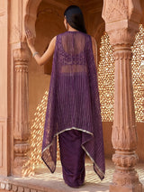 Regal deep purple drape indowestern suit ensemble