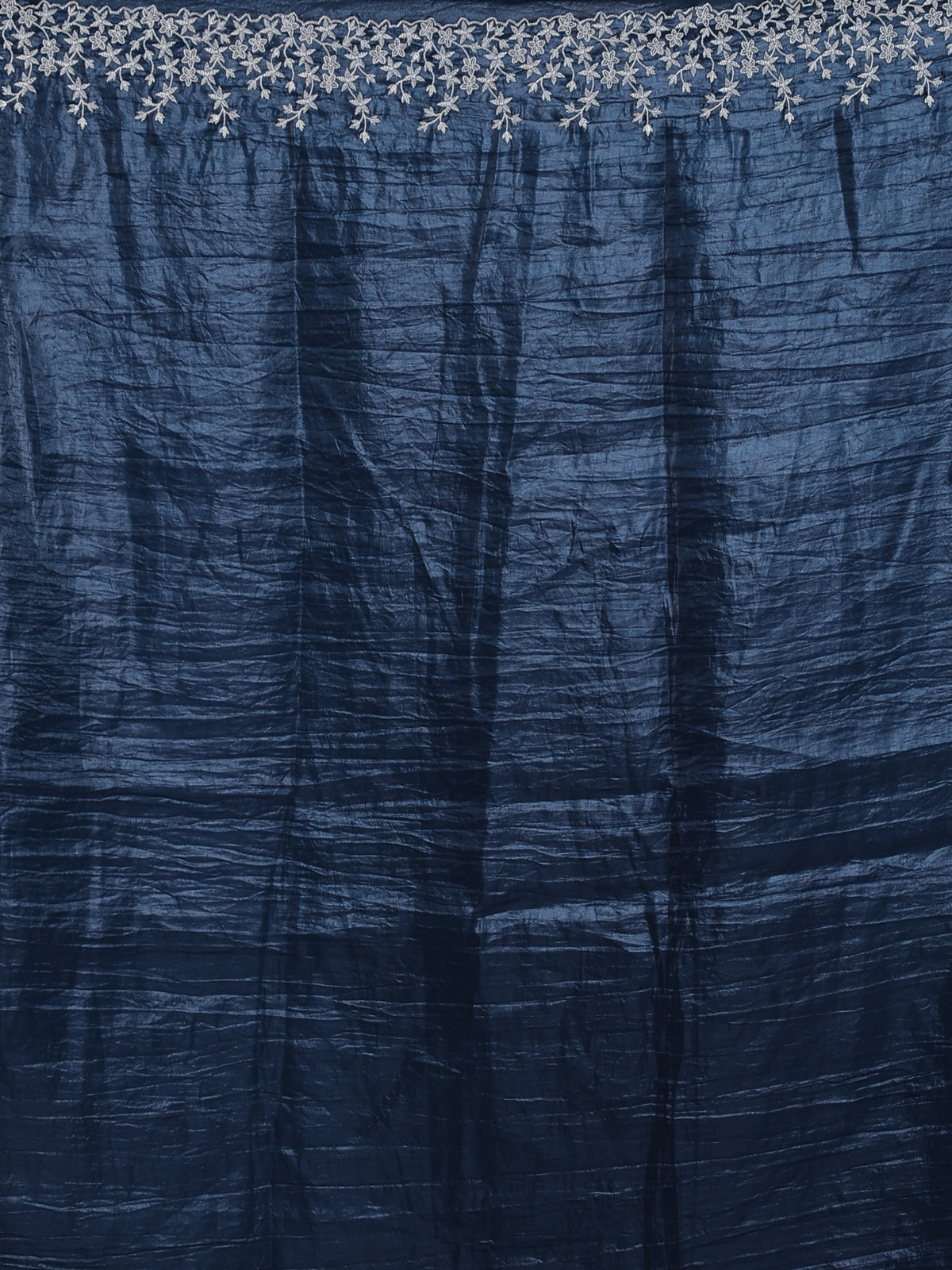 Majestic navy blue festive organza saree