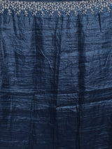 Majestic navy blue festive organza saree