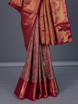 Pink wedding wear saree in pure Kanjivaram silk