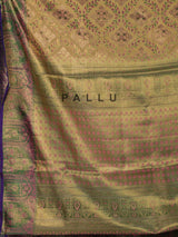 Golden Kanjivaram silk saree with zari shine