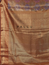 Golden Kanjivaram silk saree for weddings with ethnic motifs