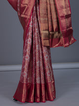 Pink Kanjivaram silk saree with all over jaal motifs