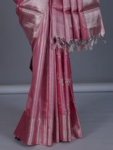 Pink saree in pure Kanjivaram silk for wedding wear