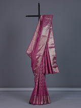 Pink Kanjivaram silk saree with all-over zari shine