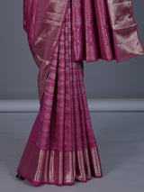 Pink Kanjivaram silk saree with all-over zari shine