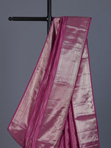 Pink Kanjivaram silk saree with all-over zari shine