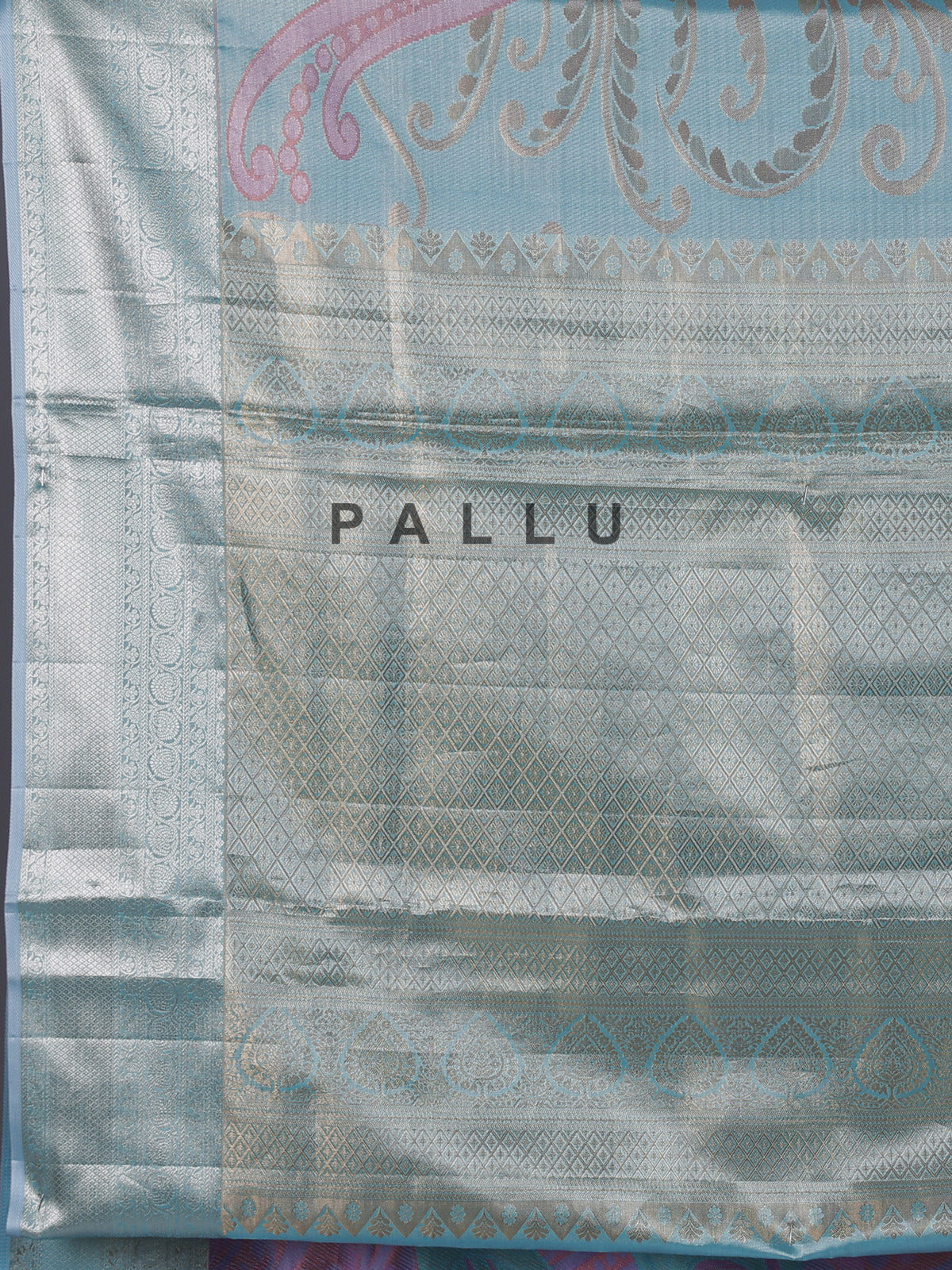 Aqua blue Kanjivaram silk saree for wedding celebrations