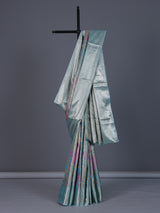 Aqua blue Kanjivaram silk saree for wedding celebrations