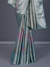Aqua blue Kanjivaram silk saree for wedding celebrations