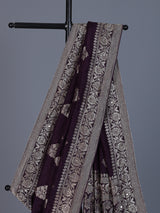 Wine dola silk saree with cutdana work