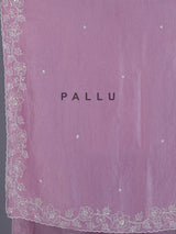 Pink crushed tissue saree with elegant festive sequins detailing