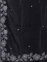 Black crushed tissue saree with glamorous beads and sequins work