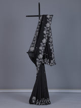 Black crushed tissue saree with glamorous beads and sequins work