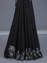 Black crushed tissue saree with glamorous beads and sequins work